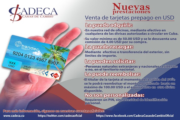 Tarjeta Prepago en USD Tarjeta Prepago en USD